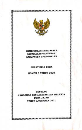 Perdes Jajar No. 8 Tahun 2020 Tentang APBDES TA. 2021